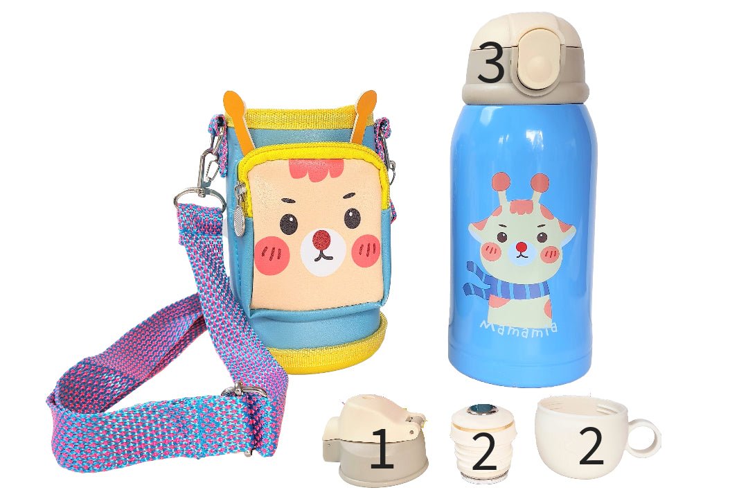 500 ml Stainless Steel Insulated Water Bottle with Straw, 3 Lids for Boys and Girls for School, Picnics, Travel, Birthday Giftset - ThreeRsonline