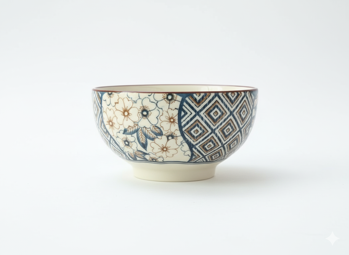 Set of 6 Ceramic Bowls with 6 Spoons – 300ml Japanese Style for Ramen, Pasta, Cereal, Snacks, Dessert – Gift Boxed