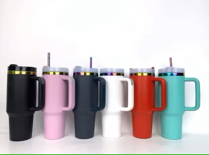 ThreeRs 40OZ Rainbow plated Cups - DIY, large water bottle with Straw and Handle - ThreeRsonline