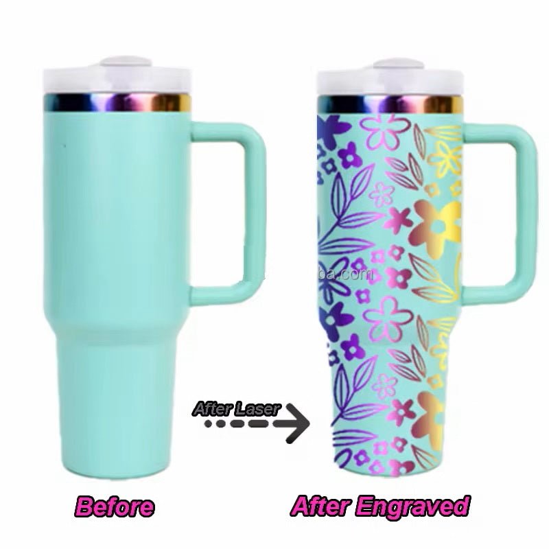 ThreeRs 40OZ Rainbow plated Cups - DIY, large water bottle with Straw and Handle - ThreeRsonline