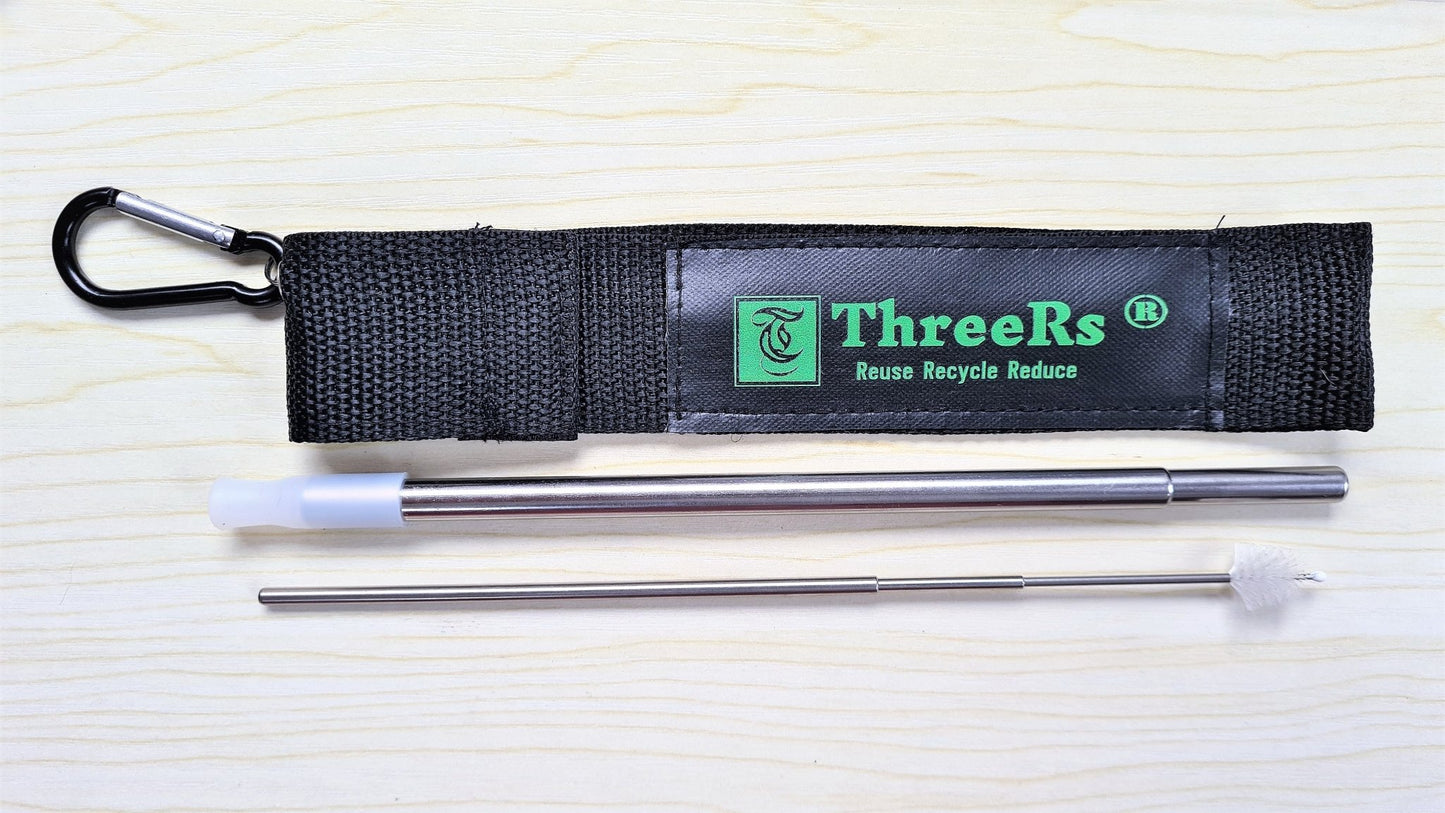 ThreeRs Portable Telescopic Drinking Straws Two Sets with carry case - ThreeRsonline